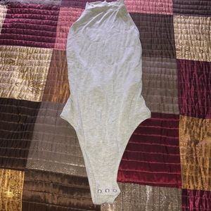 Mock neck/open back Bodysuit